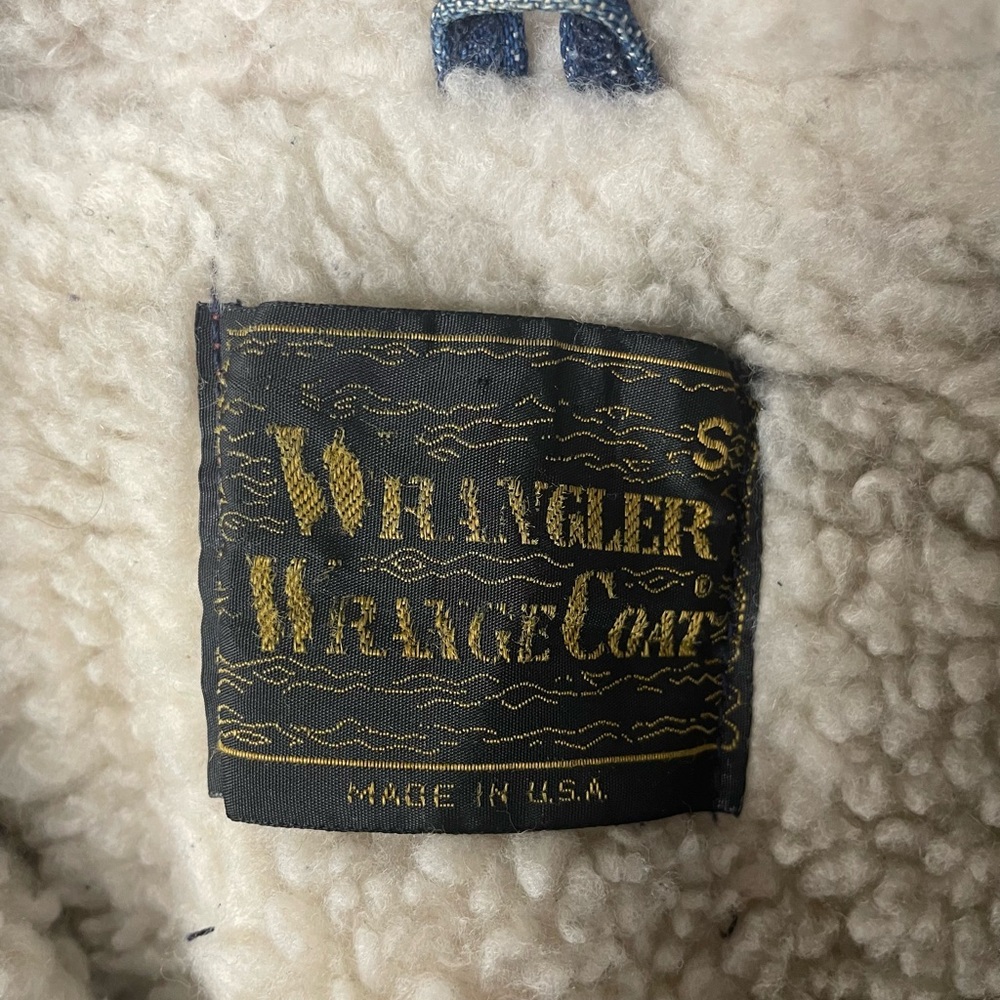 Vintage Wrangler Blue Denim Wrange Coat with White Sherpa Lining Small - Picture 4 of 8